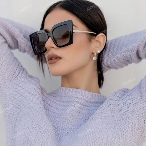 Oversized Womens Sunglasses Retro Square Frame UV400 Protection Stylish Shades - Picture 4 of 7